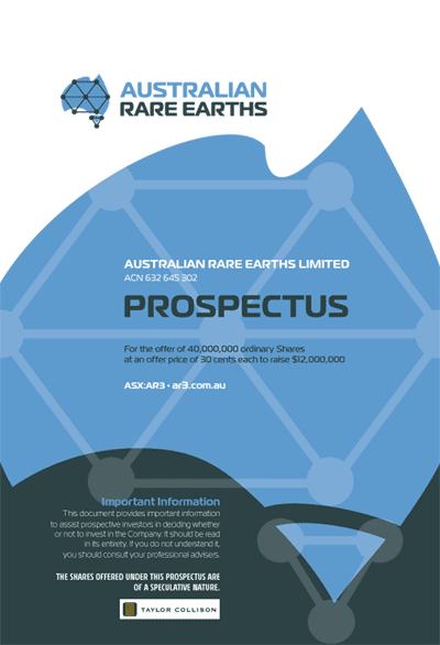 Australian Rare Earths Limites - Prospectus